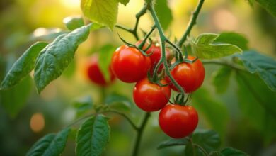 Gros plan sur une grappe de tomates rouges bien développées sur la plante